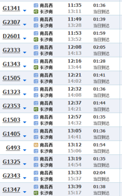 长沙南到南昌西高铁