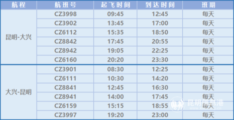 成都到昆明航班查询