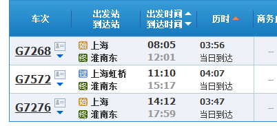 淮南到上海高铁