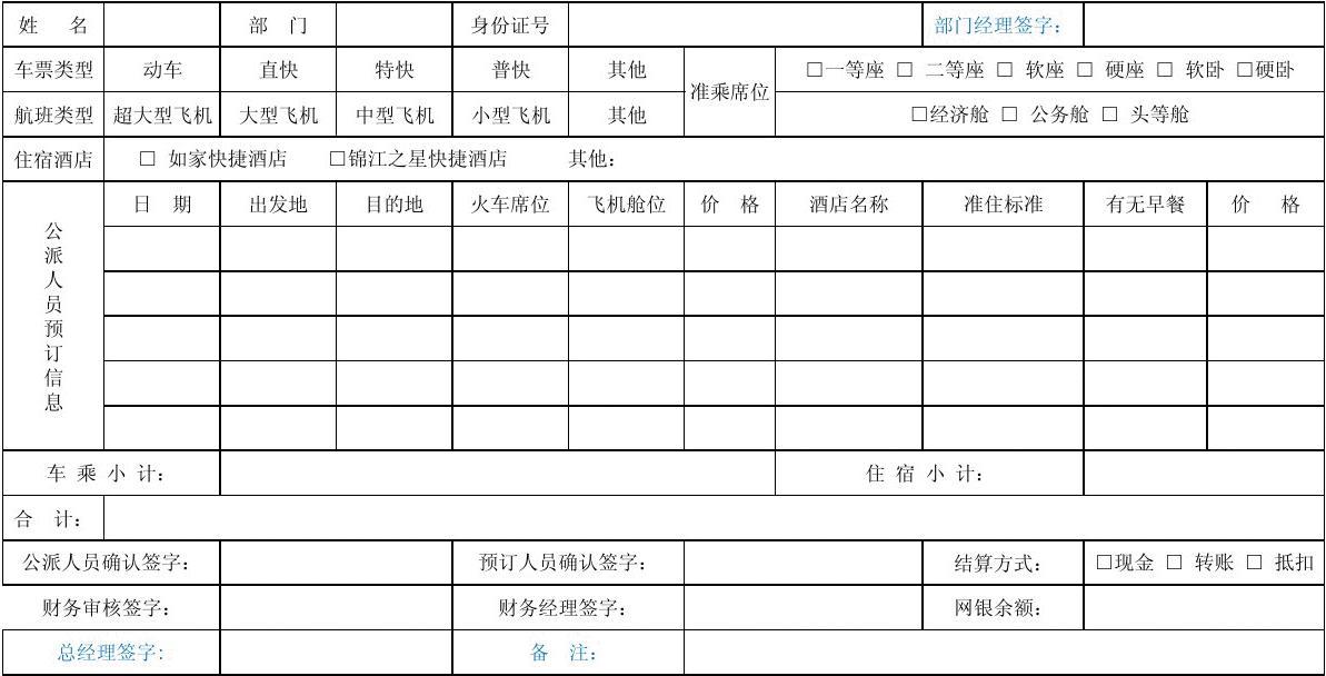 酒店预订单