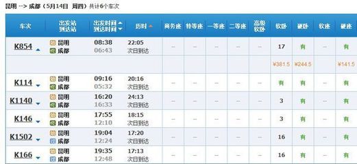 成都到大理火车