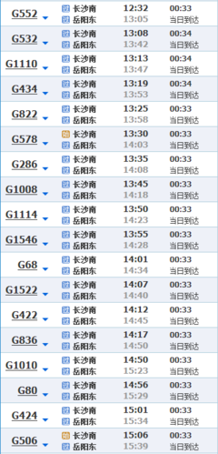 岳阳东到长沙南的高铁