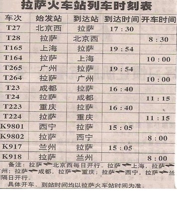 沈阳到拉萨火车