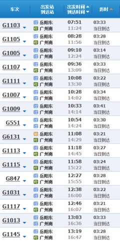岳阳东到广州南