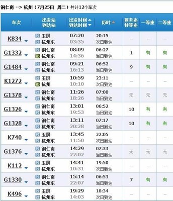 铜仁到杭州高铁