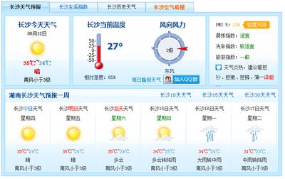 长沙近一周天气预报