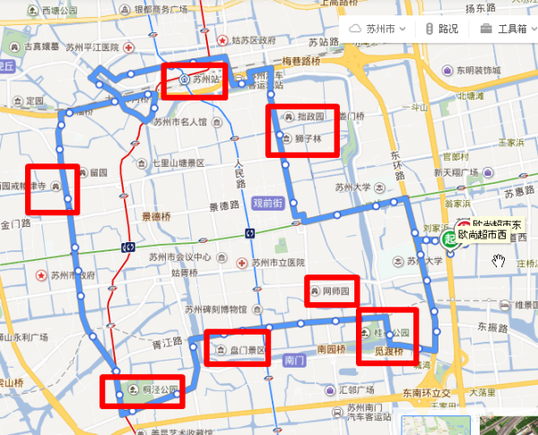 苏州游5路公交车路线查询