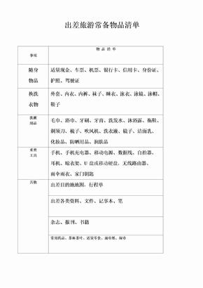 外出旅游必备用品清单