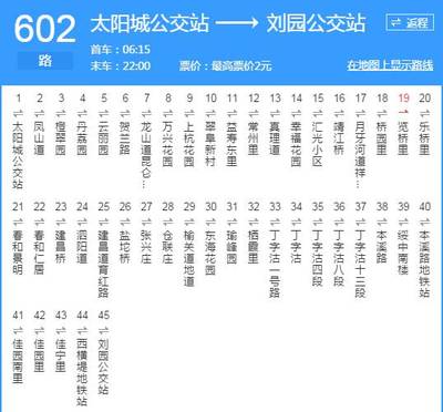 公交602的路线查询